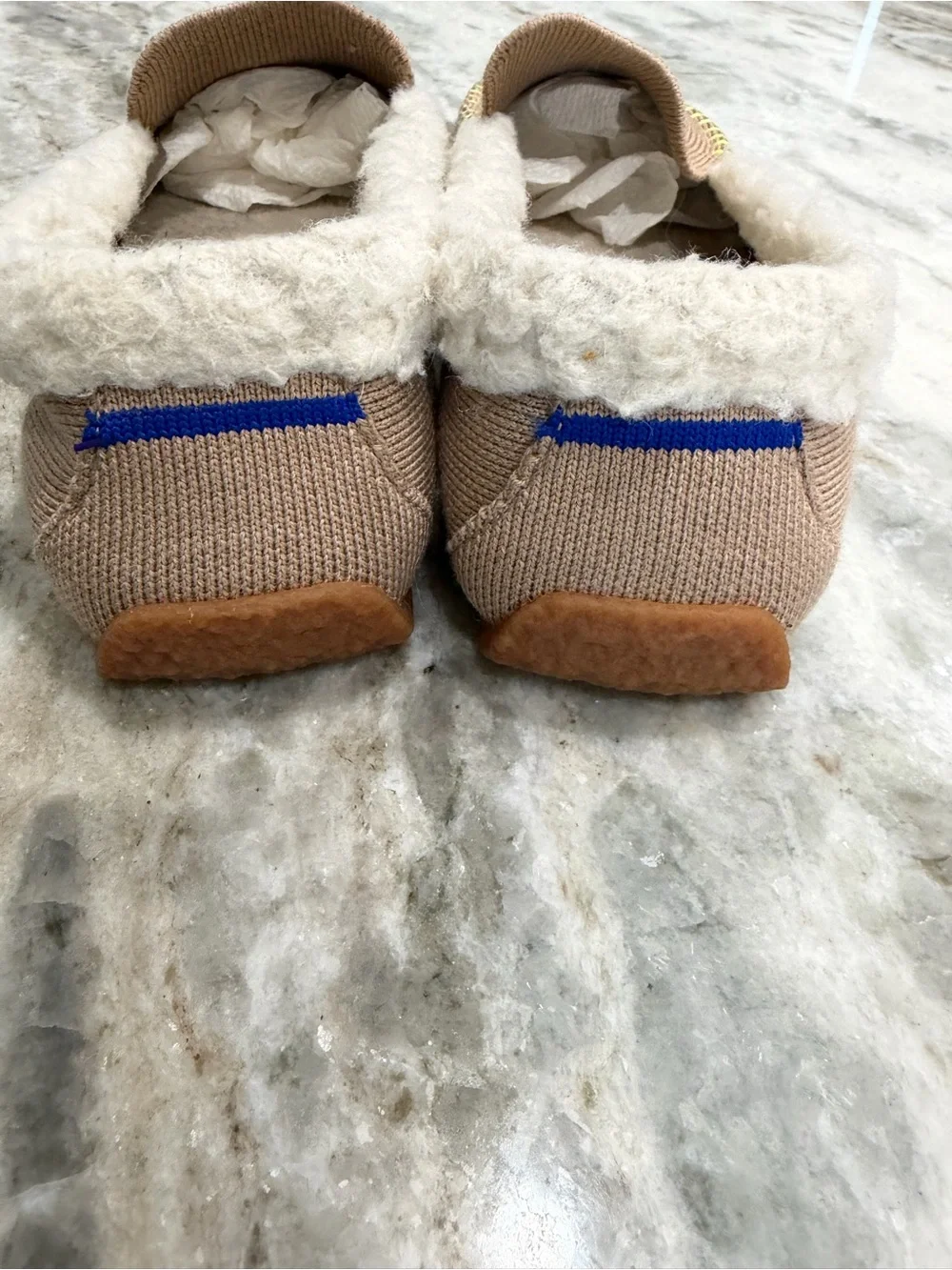 Rothy's Brown Women’s Slip-On Slippers with Neon Yellow Stitching